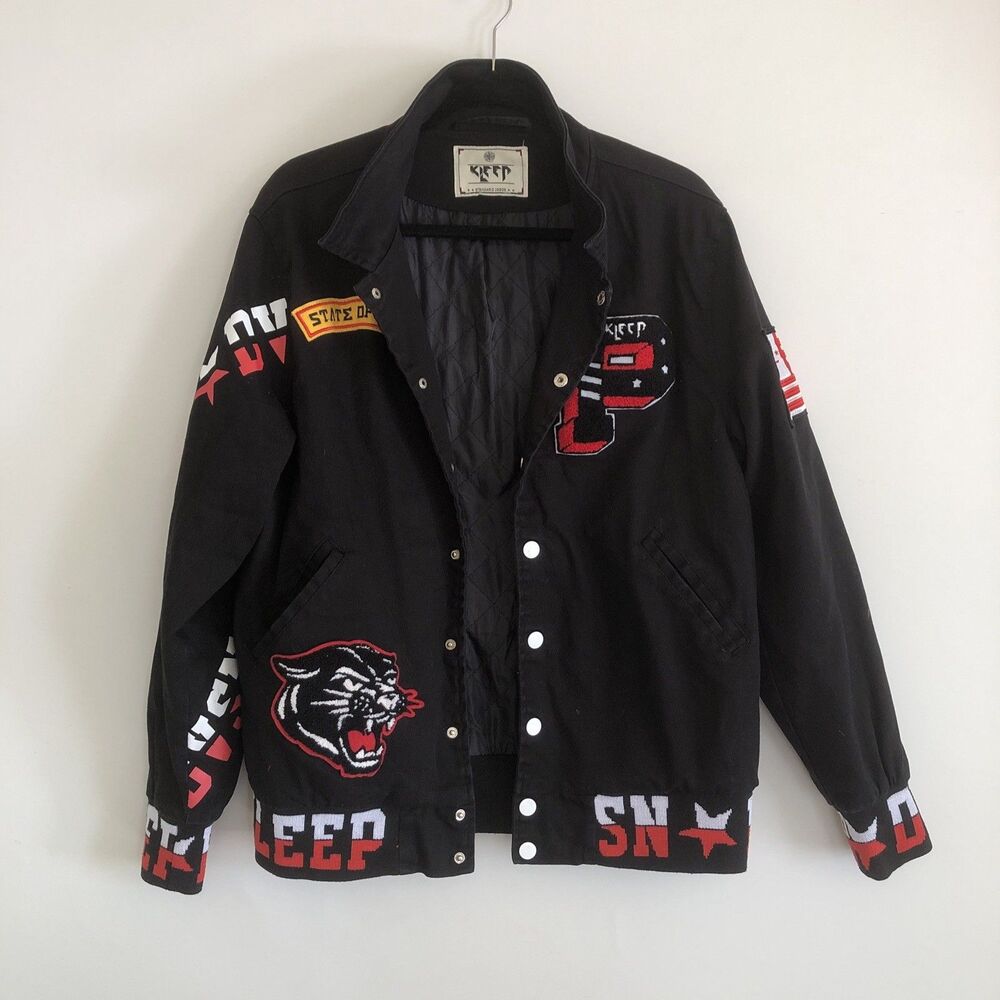 KLEEP Padded Varsity Coaches Jacket No Size Tag M/L  Description For Measurement